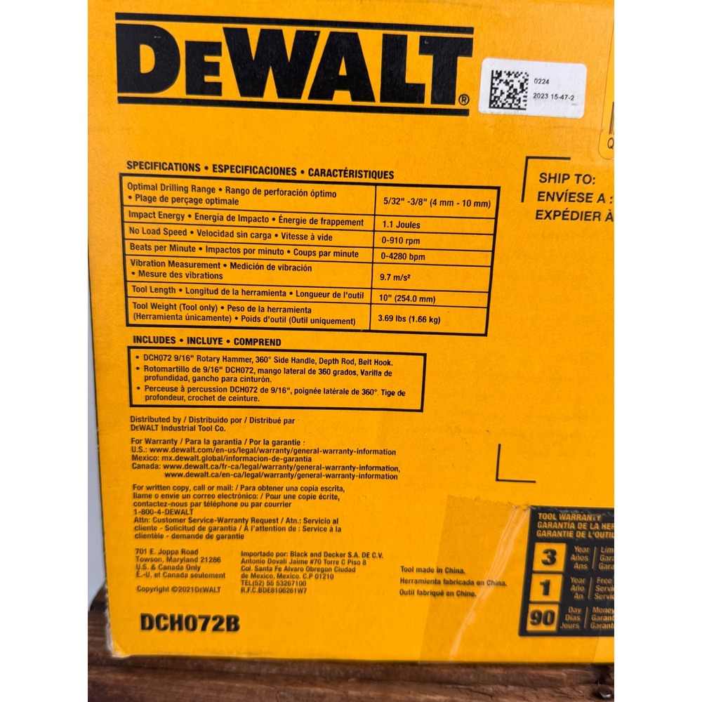 DEWALT 12V Brushless SDS Plus Rotary Hammer - Yellow - Picture 4 of 9
